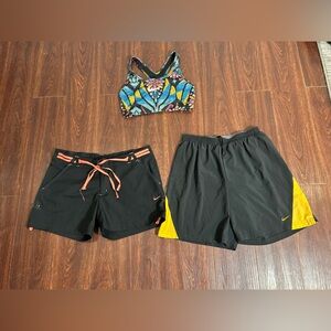 Lot Of 3 Nike Dri-Fit Athletic Gym Running Training Shorts and Bra Sz M Femme